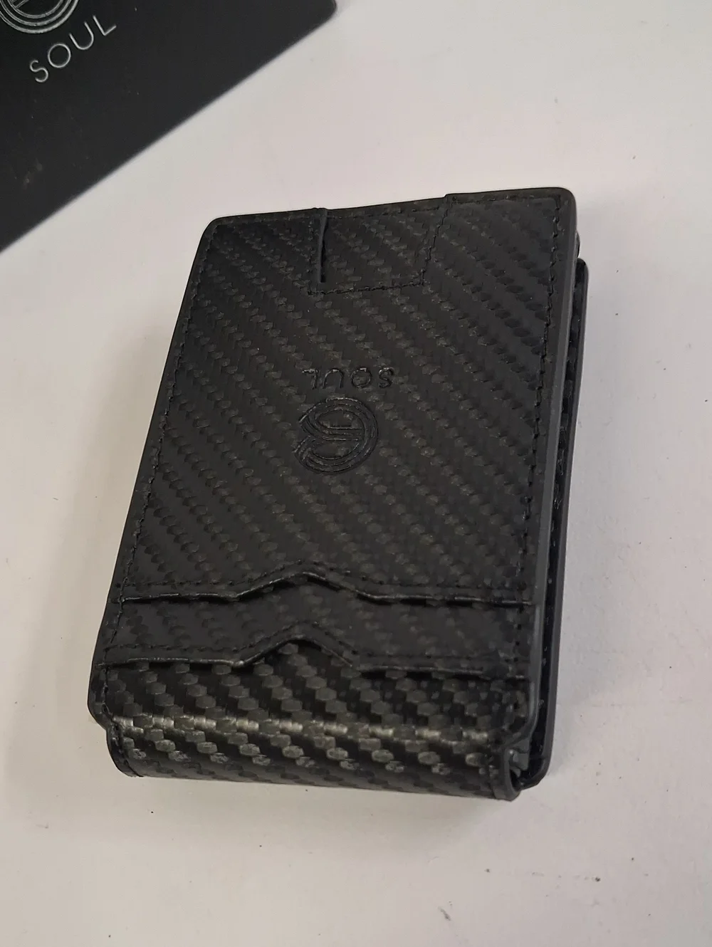 NWT Mens SOUL Black Carbon Fiber Card Holder Wallet